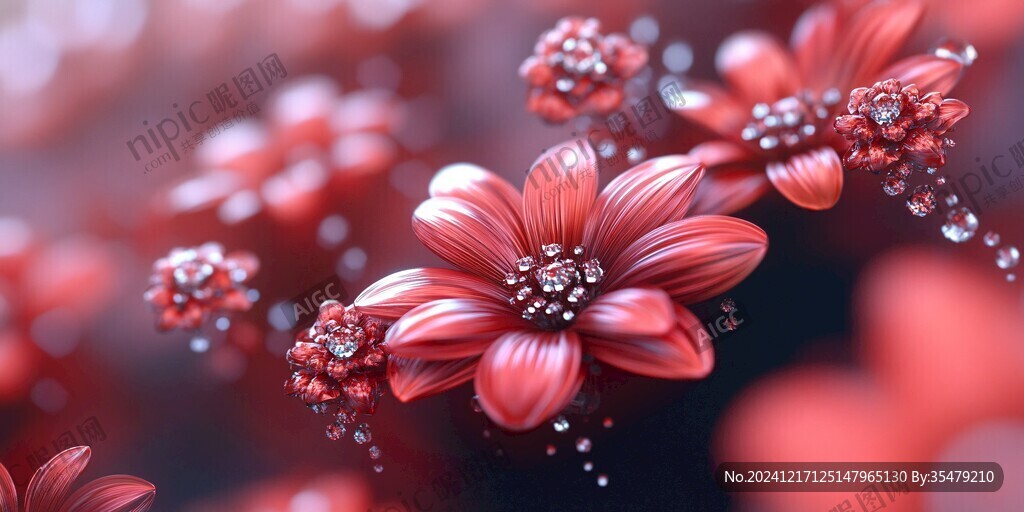 3d紅色花