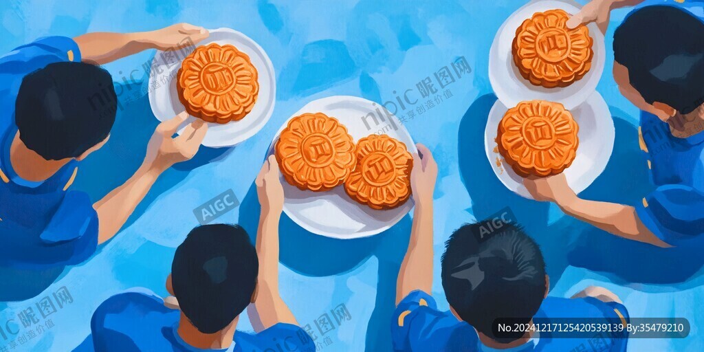 中秋月餅制作插畫(huà)