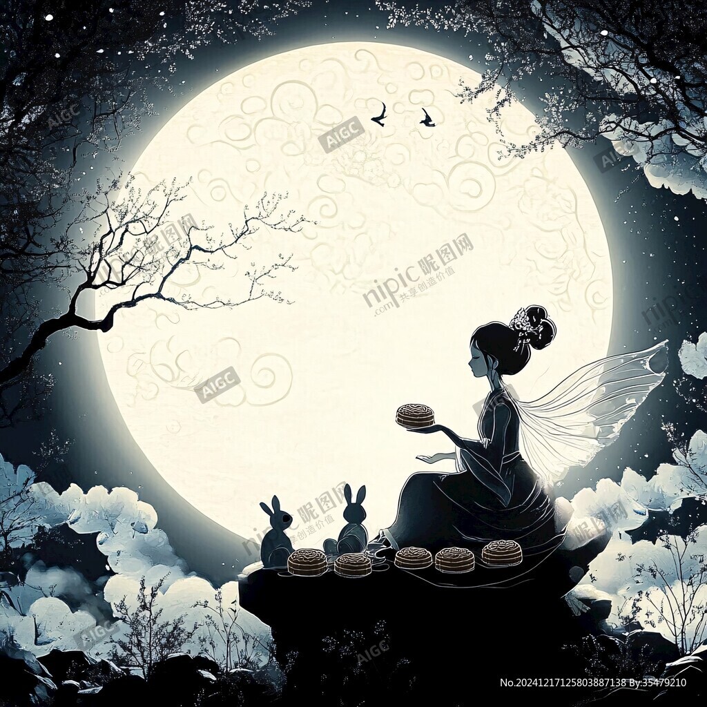 中秋夢幻插畫