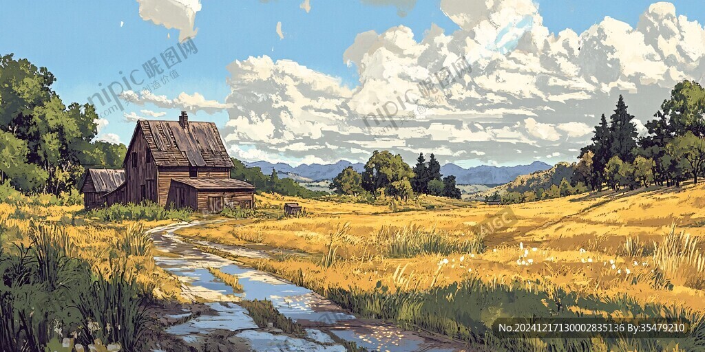 鄉村場景插畫