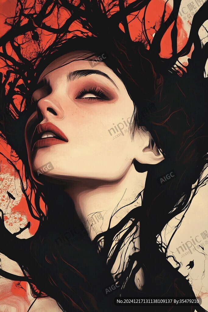 風(fēng)美女插畫