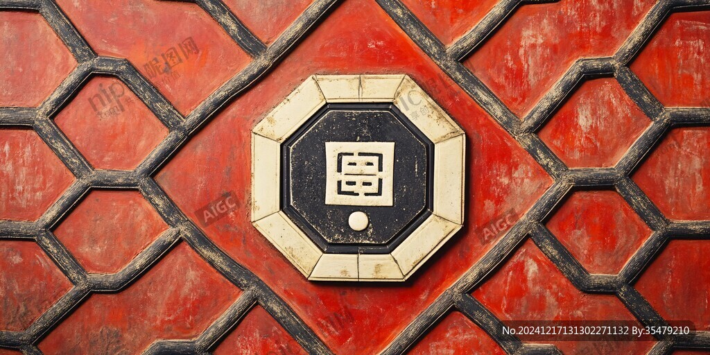 古典紅墻福字窗