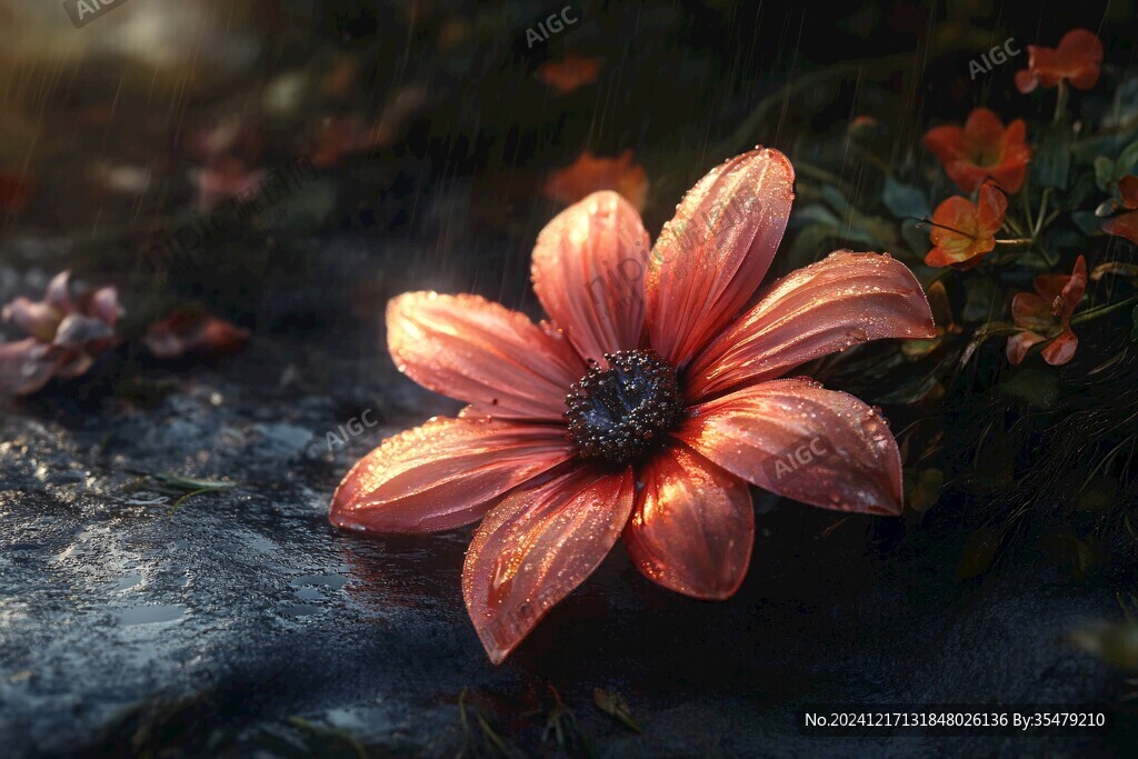 鮮花雨中花朵