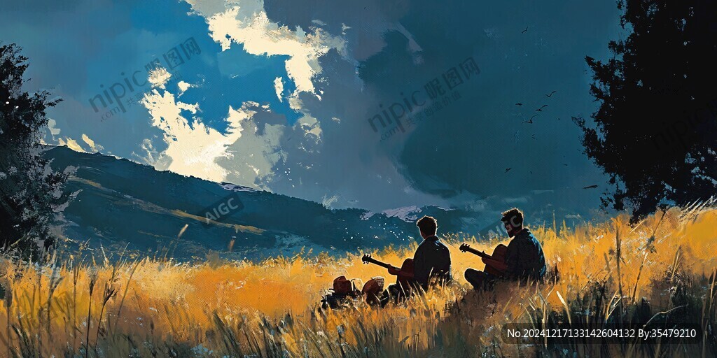 荒野黃昏插畫