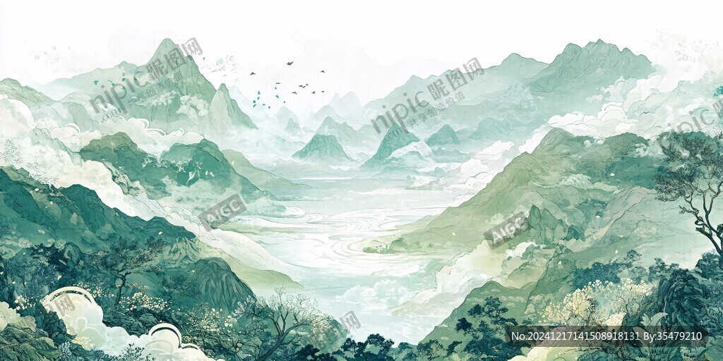 山水包裝插畫