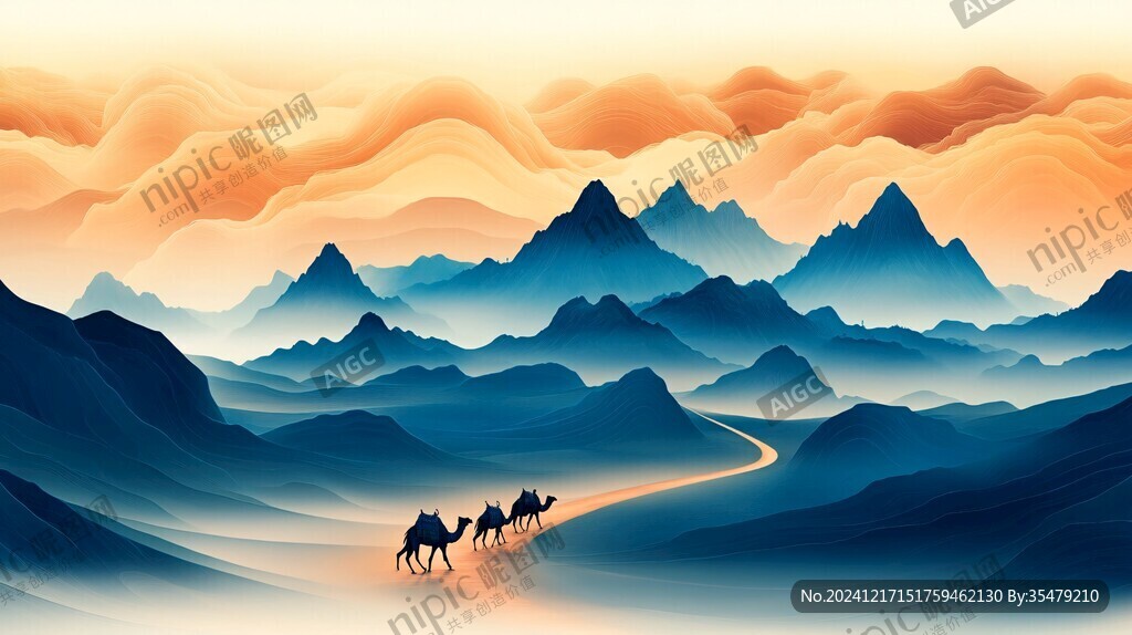 絲綢之路插畫宣傳背景