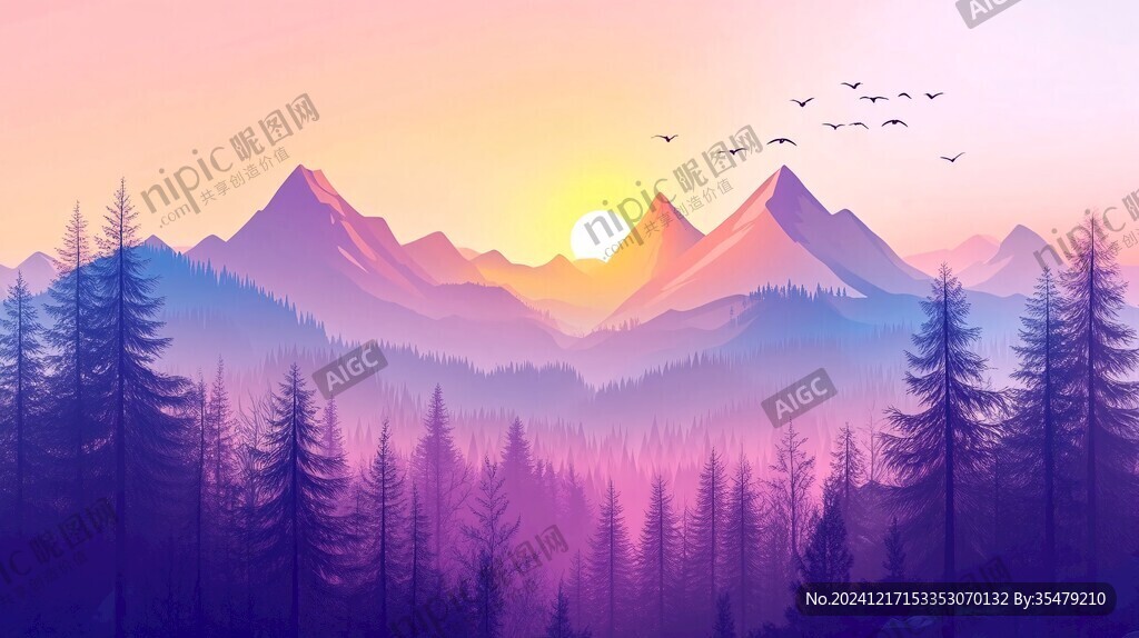日出風(fēng)景插畫