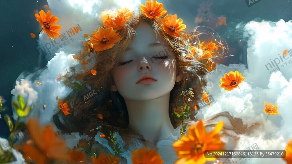 唯美少女與花系列