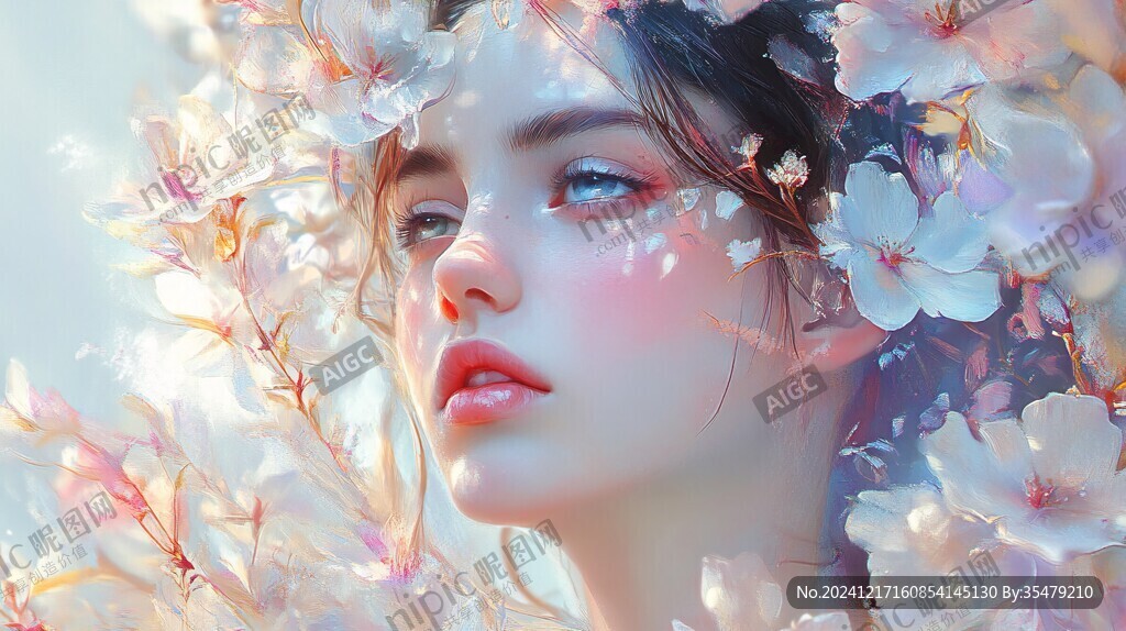 唯美花下少女