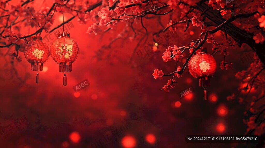 燈籠梅花背景圖