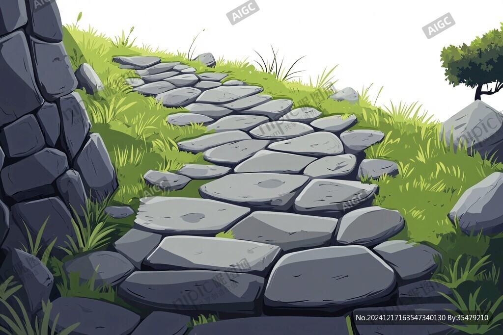 卡通石板路