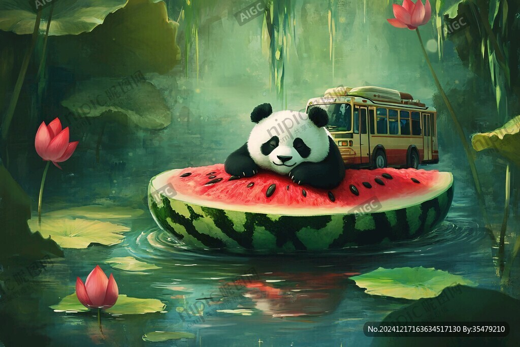 吃西瓜的熊貓