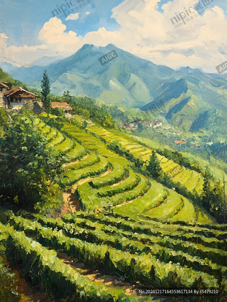 茶園風(fēng)光插畫