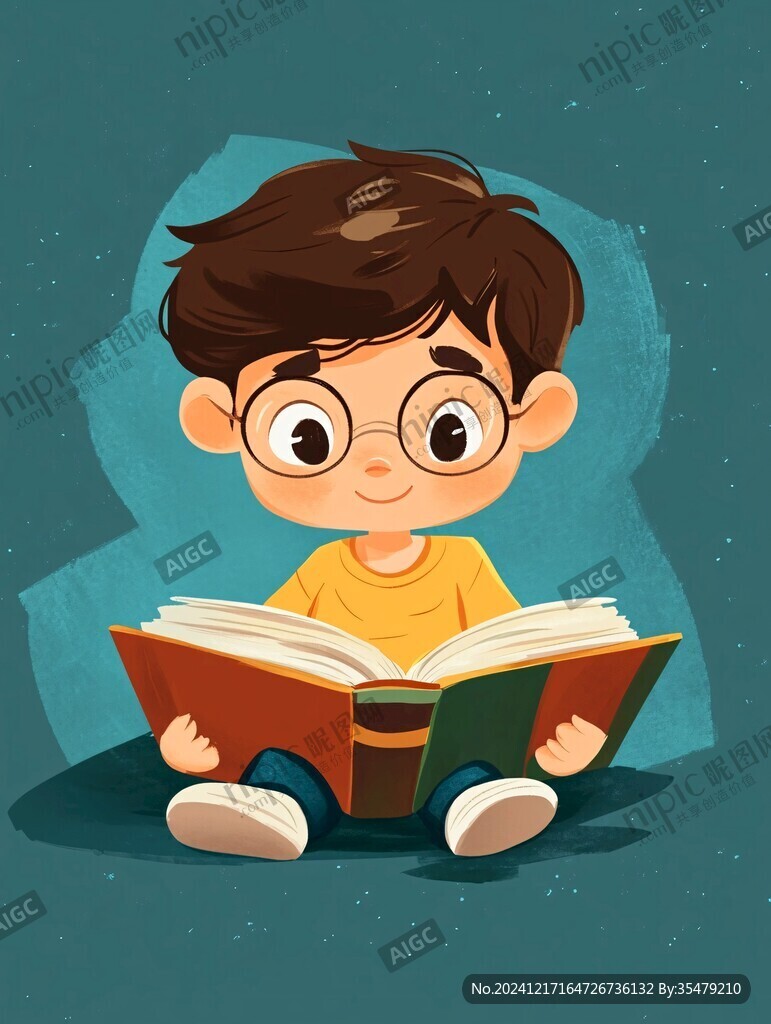 兒童看書插畫