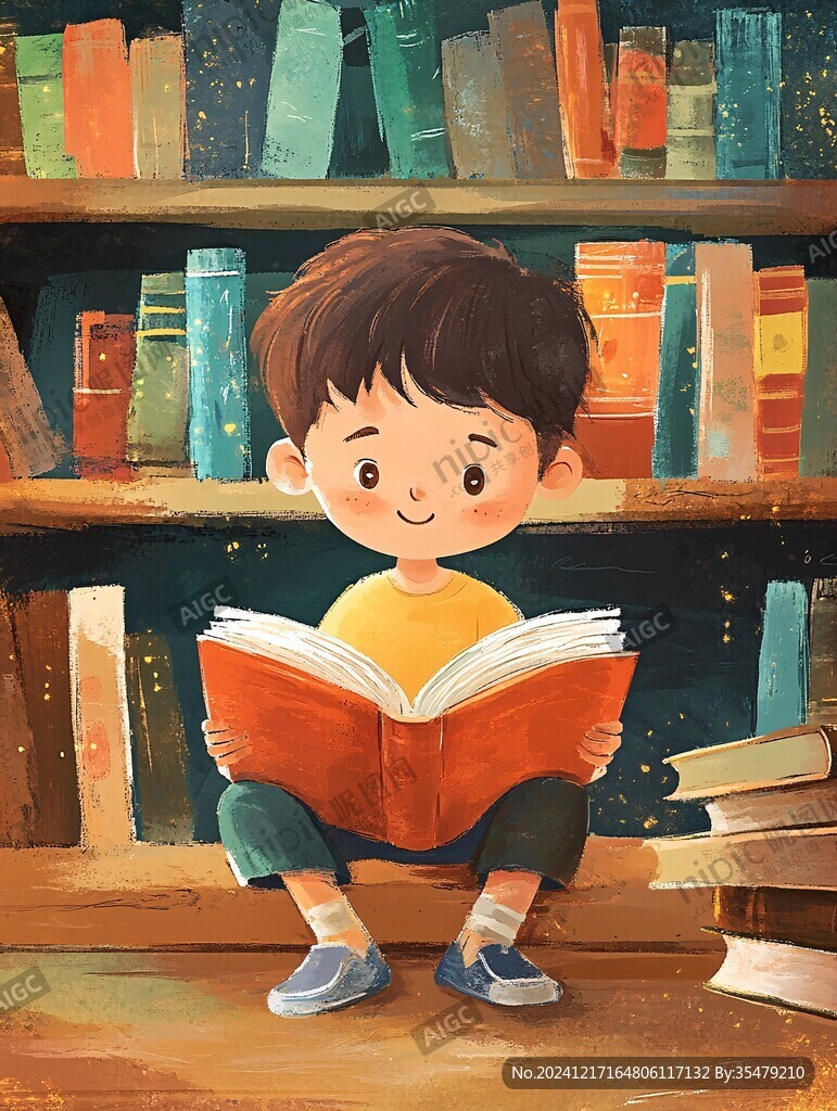 兒童看書插畫