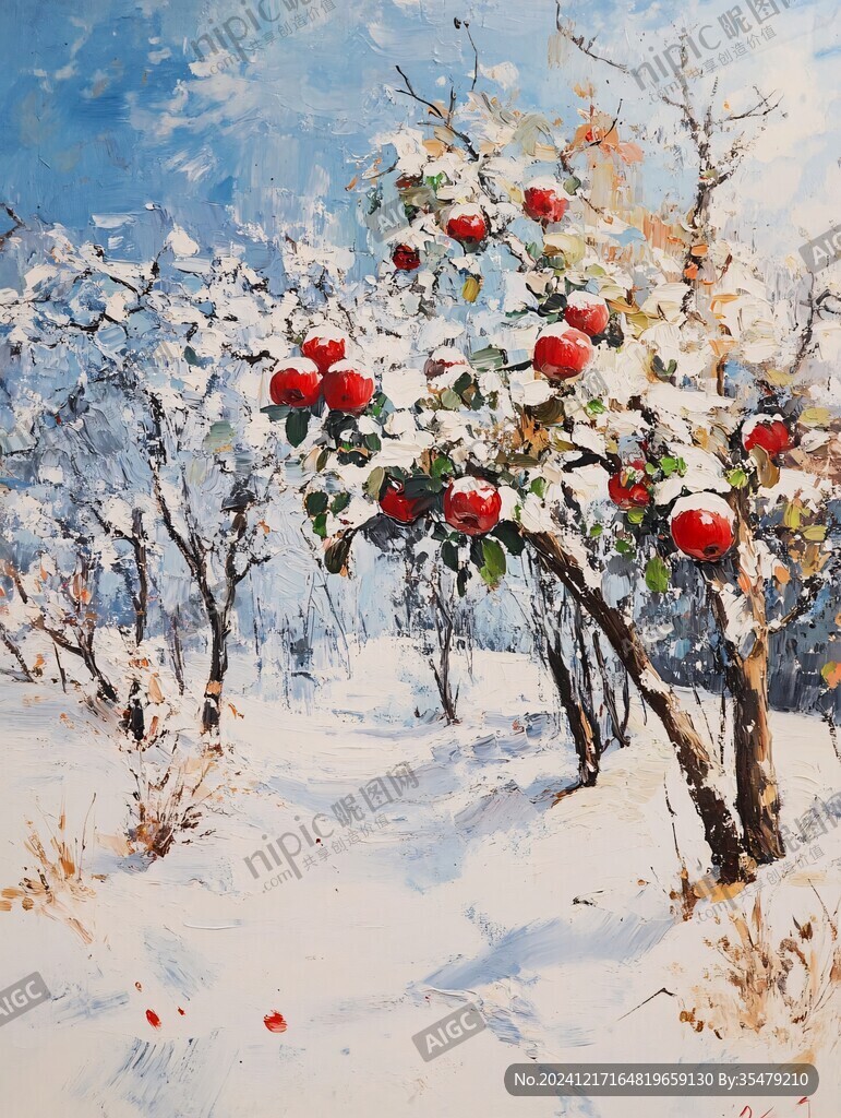 紅果實雪景