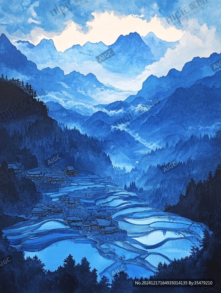 融水縣風(fēng)光插畫