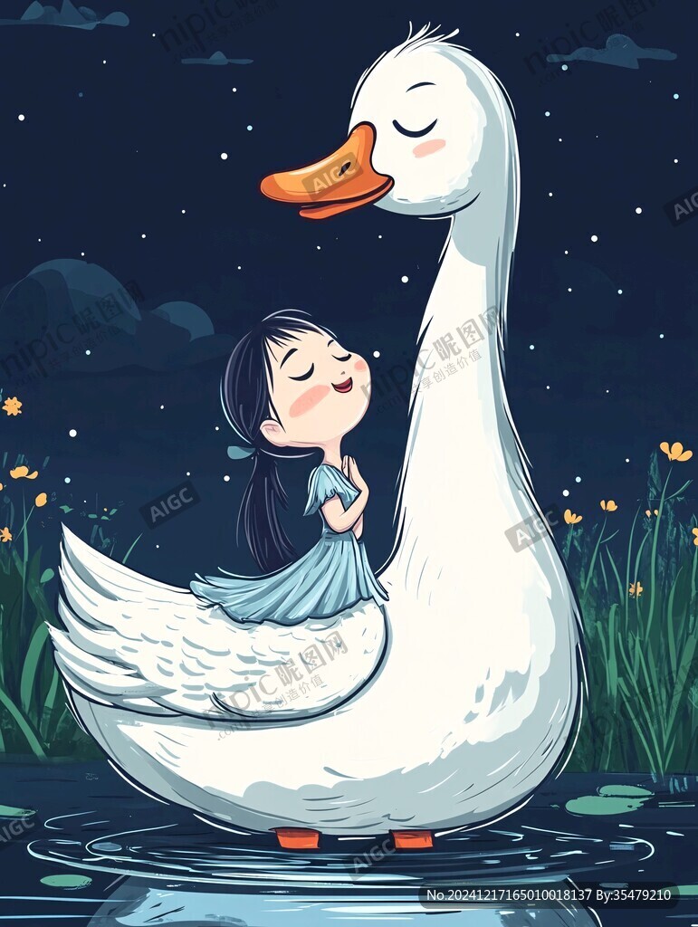 傷心的鵝白鵝插畫