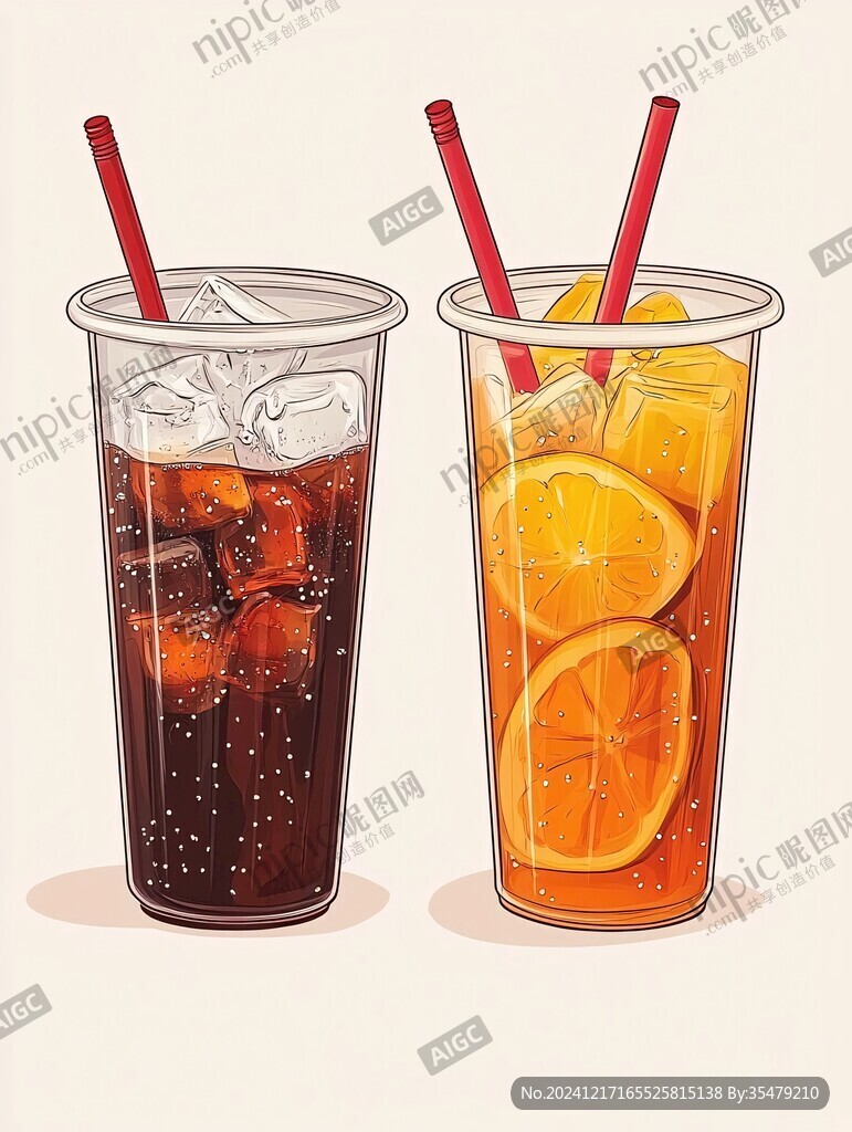 汽水果汁插畫