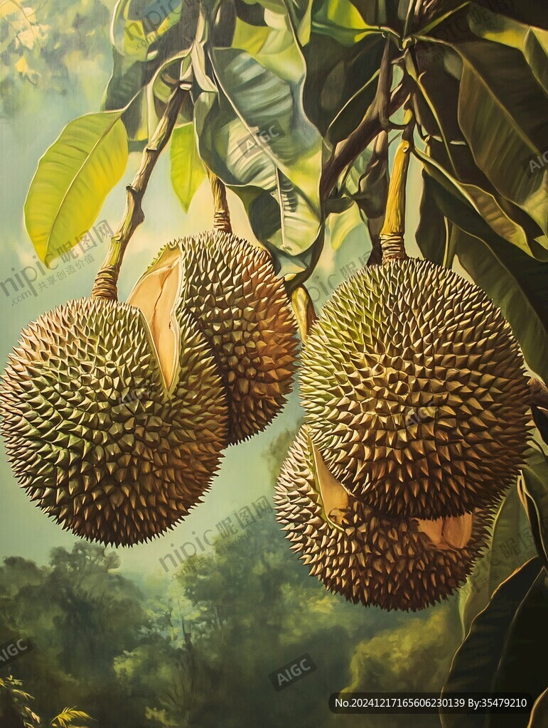 金枕榴蓮插畫