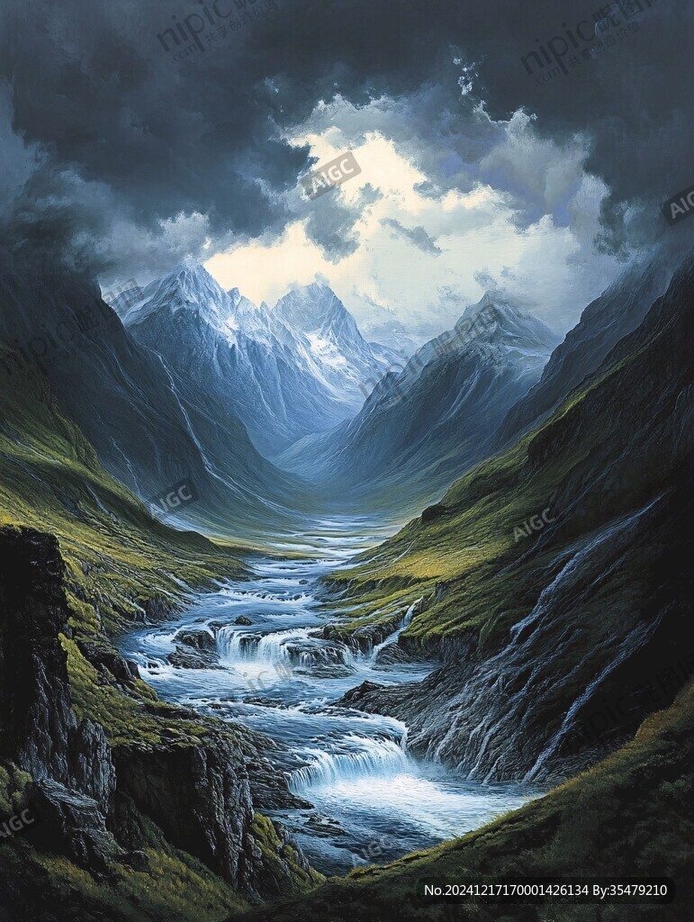 唯美山水油畫