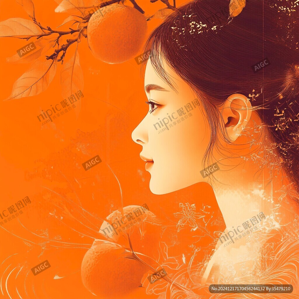 水蜜桃女孩包裝插畫