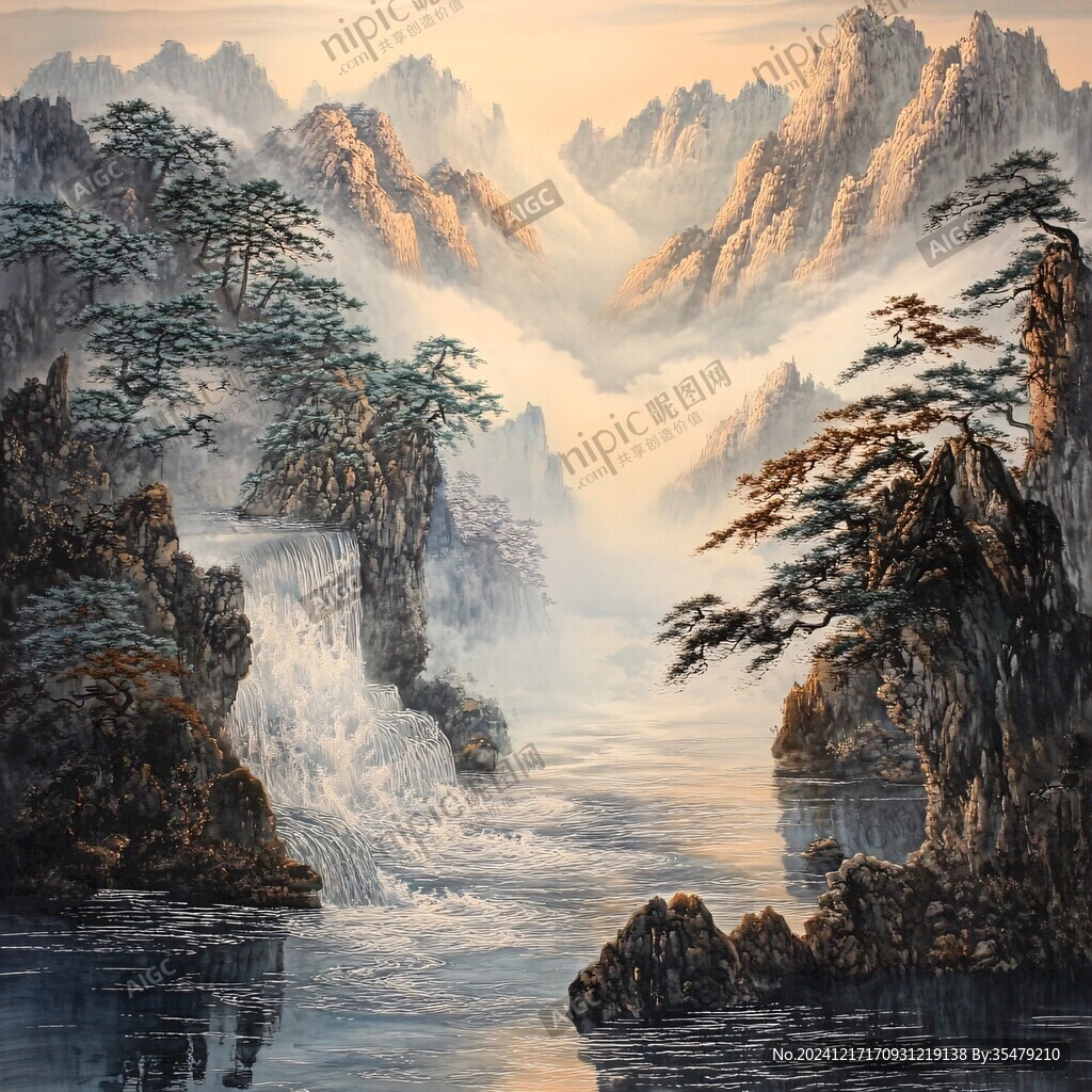 油畫迎客松