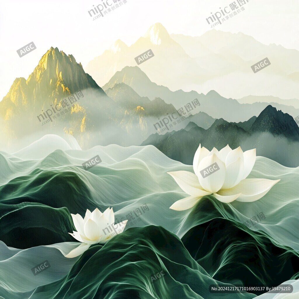 新中式山水荷花