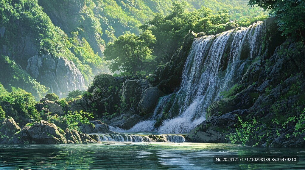 高清瀑布背景墻壁紙