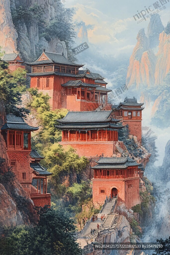 新中式樓閣皇宮山水