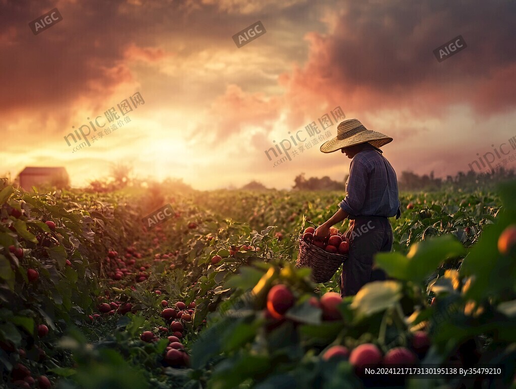 清晨采摘鮮果農民