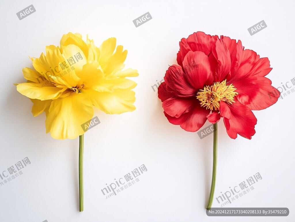 兩株紙花虞美人