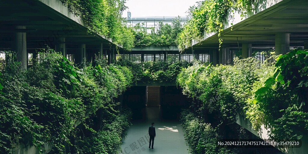 爬滿綠色植物的建筑