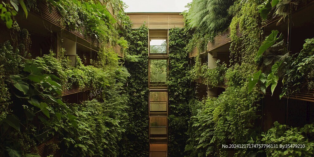 爬滿綠色植物的建筑