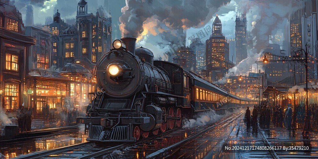 復古火車月臺場景