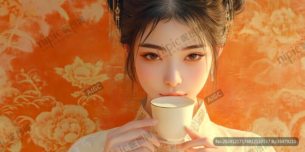 古風美女喝茶