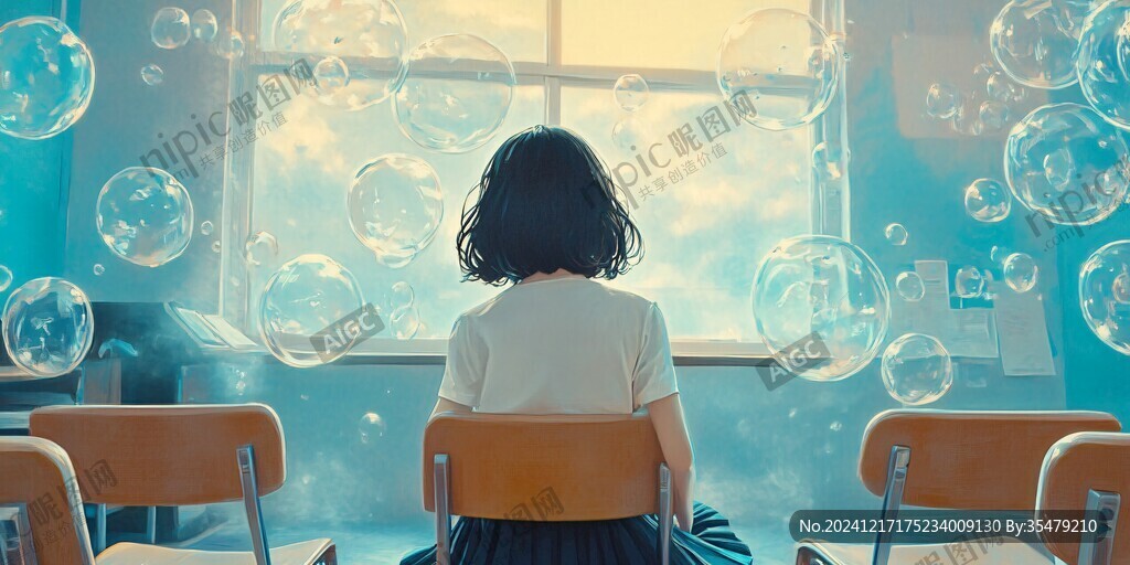 望著窗外的女生