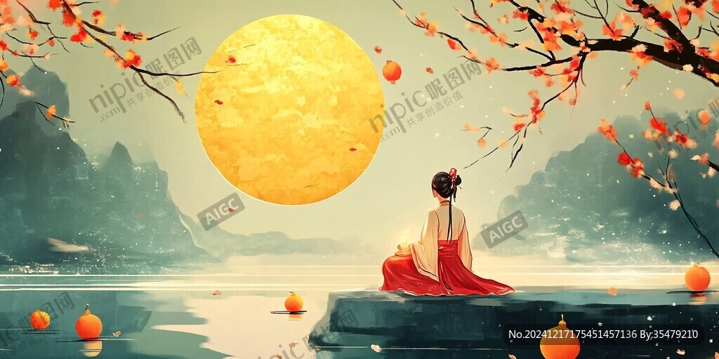 中秋古裝插畫