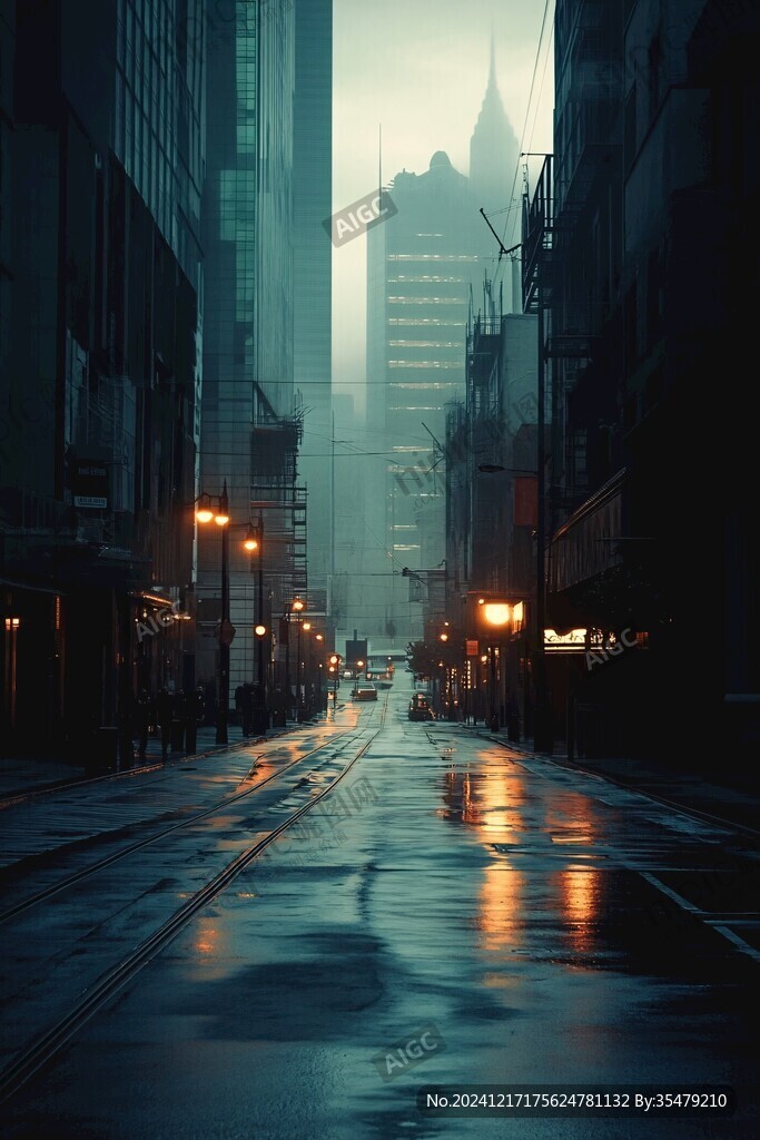 鋼鐵城市雨天的城市