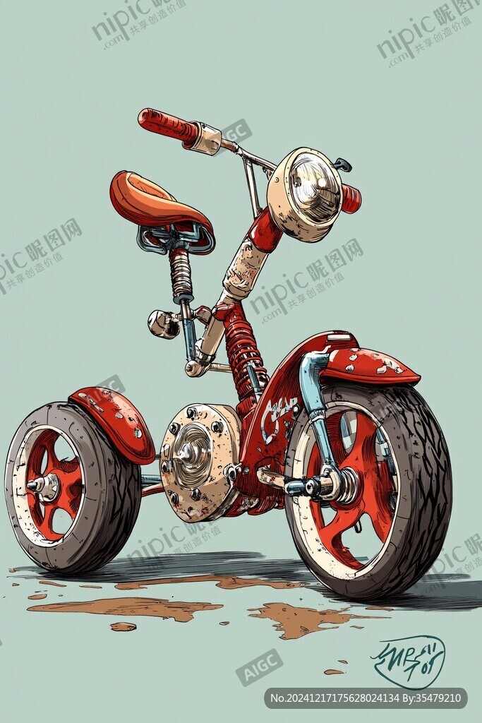 滑步車插畫