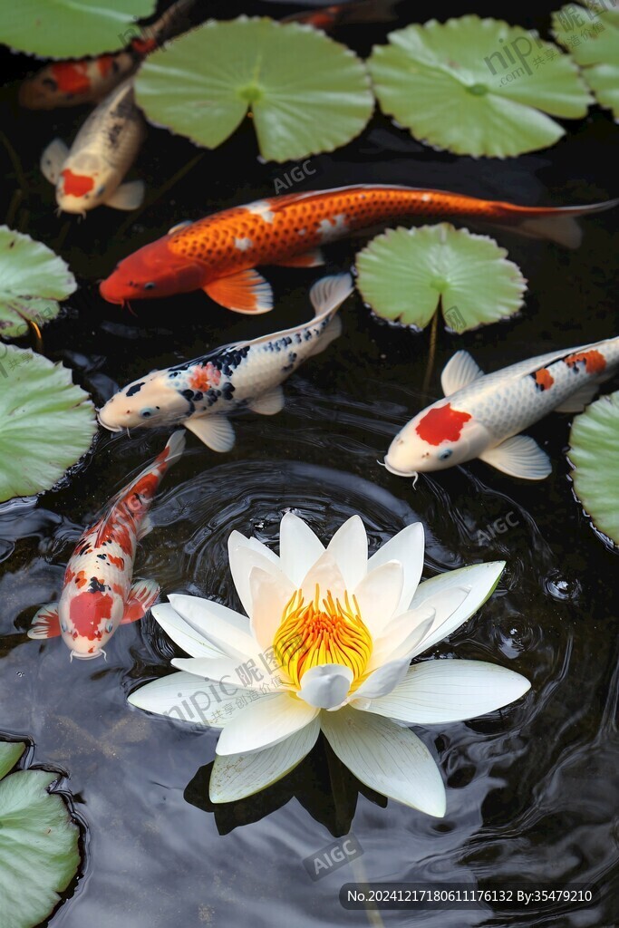 錦鯉戲蓮