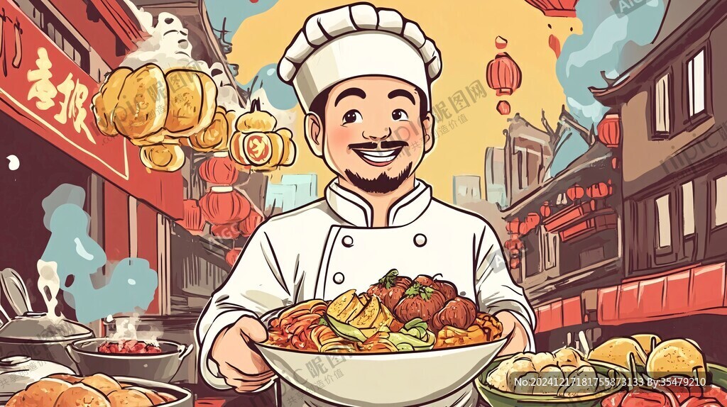 酒店餐飲美食行業(yè)插畫