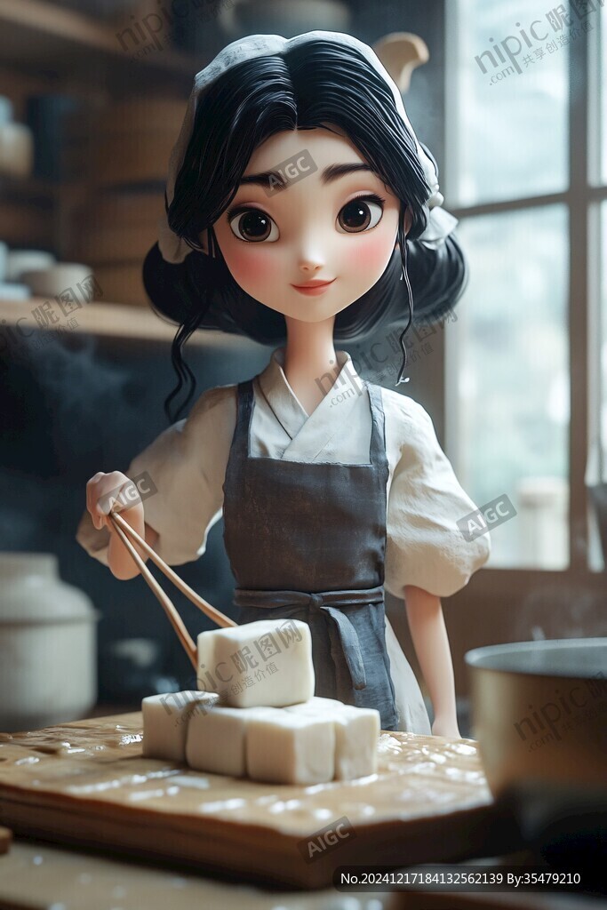 女孩蒸饅頭