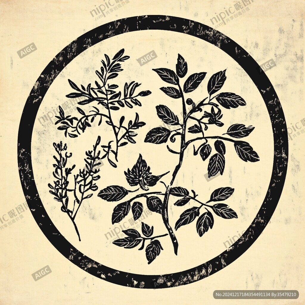 復古醫(yī)書草藥插圖