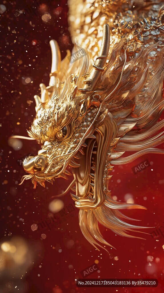 龍年紅金漸變插畫