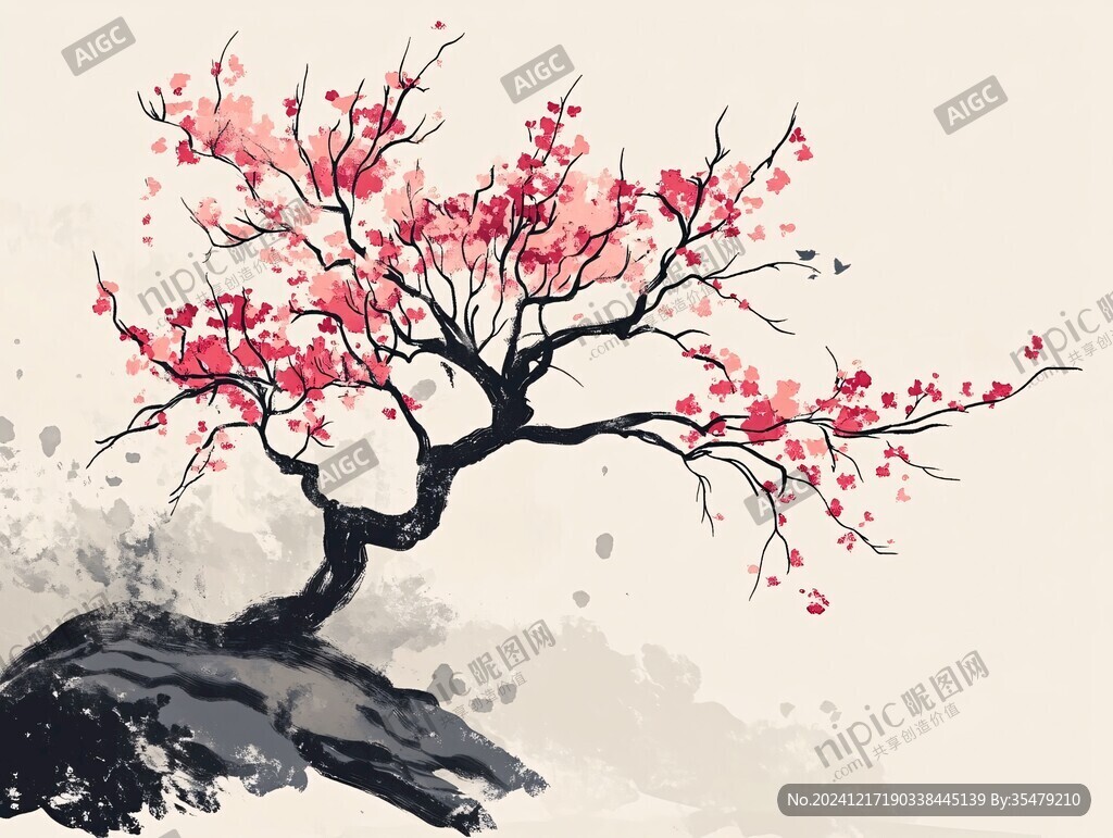 手繪梅花樹