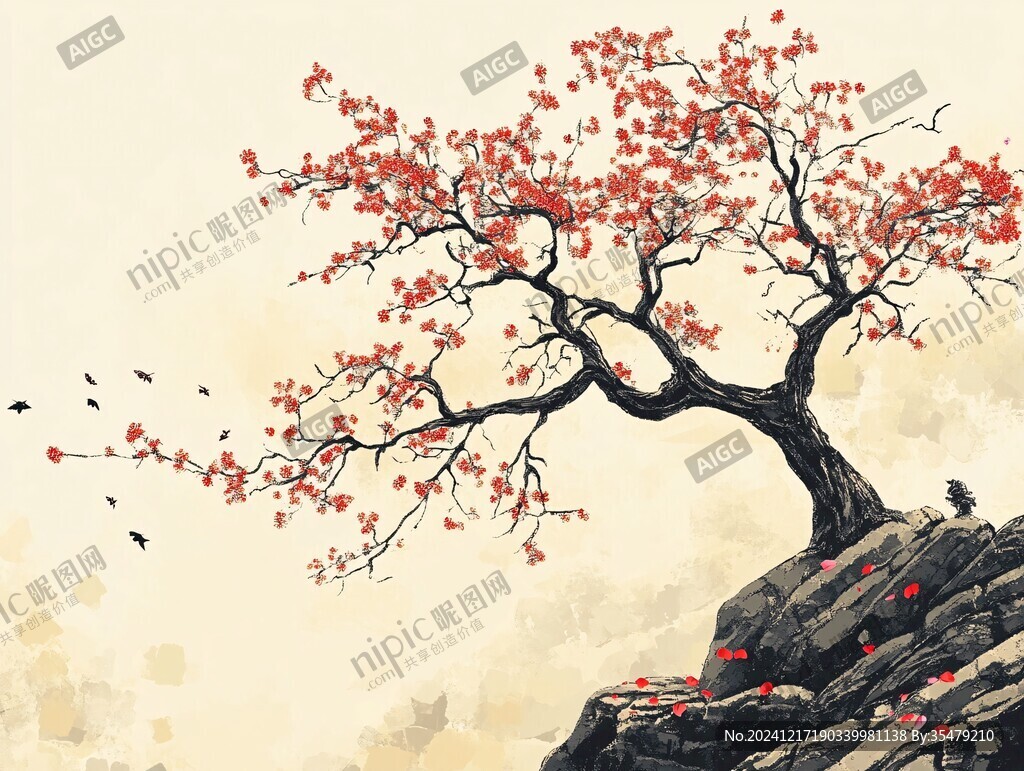 柿樹插畫