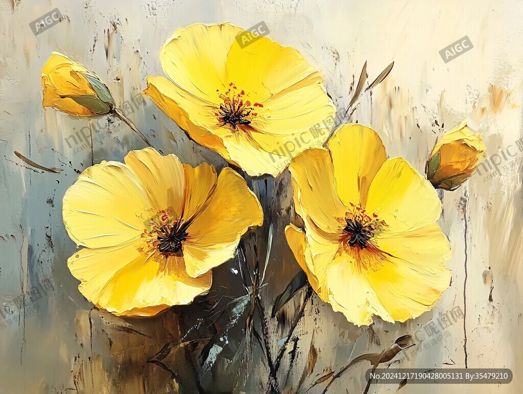高清油畫花