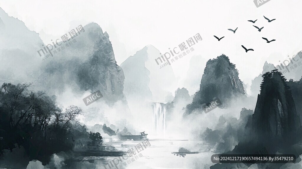 詩意古風水墨山水