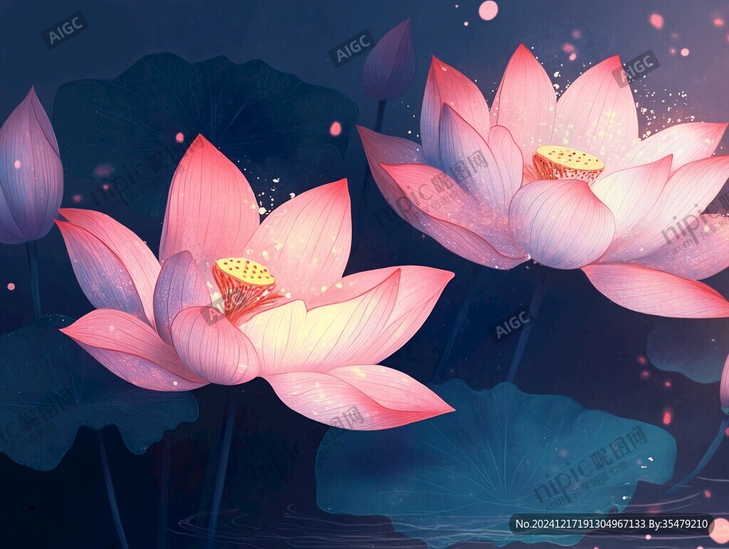 蓮花插畫啊